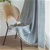 Sutuo Home Tende blu bohémien per soggiorno, semi-oscuranti, in lino francese, per camera da letto, 1 pannello ricamato, per finestra, sala da pranzo, cameretta dei bambini, cucina, 132 x 183 cm