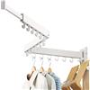 LIENAHU Drying Rack, Wall Mounted Clothes Rack, Aluminum, 220lbs Capacity, Foldable, White