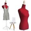 Relaxdays Manichino da sarta Relaxdays, Femminile, Taglia 36/38, Regolabile in Altezza 160-175 cm, con Base in Legno, Rosso