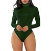 Joyshaper Body Donna Maniche Lunghe Collo Alto Elegant Bodysuit Tops Maglia Dolcevita T-shirt Aderente Tuta Tinta Unita, Marrone, XXL