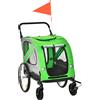 PawHut Rimorchio Bici e Passeggino per Cani 2 in 1 in Acciaio e Tessuto Oxford con Catarifrangenti, Verde | Aosom Italy