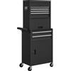HOMCOM Armadio porta attrezzi chiudibile a chiave, set 3-in-1 carrello portautensili mobile con 6 cassetti e pannello forato, armadio porta attrezzi in acciaio smontabile per garage e officina, Nero | Aosom Italy