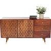 Kare Design credenza Muskat a 3 cassetti, 2 ante, 75x145x45cm, ampia, grande, applicazioni d'orate parte anteriore, stile orientale, retro, sideboard
