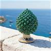 Ceramiche Sofia Stand Pigna Artigianale in Ceramica di Caltagirone — Decoro Sicily - Linea Verde e Arancio / 25 cm