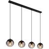 Globo lighting Lampadario a sospensione Dallerta nero opaco a 4 luci in vetro con sfere fume' 4XE27 15216-4/40