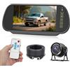 Inefala Kit Telecamera Posteriore con 7 HD Specchietti Retrovisori Monitor, +Telecamera di Retromarcia Grandangolare Impermeabile Visione Notturna +15M Cavo per RV Bus Truck Camping 12V-24V