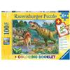 Ravensburger Puzzle per bambini Ravensburger - 13695 World of Dinosaurs - puzzle a forma di dinosauri per bambini dai 6 anni in su, con 100 pezzi in formato XXL, incluso libro da colorare