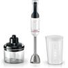 Bosch Serie 4 Frullatore a Immersione ErgoMaster MSM4W220, 600 W, Impugnatura Ergonomica, Regolazione Dinamica della Velocità, 4 Lame in Acciaio Inox, Tritatutto Incluso, Bicchiere Graduato, Bianco