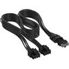 CORSAIR Elite Premium Type 4 con Guaina Individuale cavi alimentatore 2x 8 Pin a PCIe 12V-2x6 600W - Guaina in paracord a tripla maglia, compatibile con PSU Corsair Type 4 - Nero