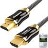 Qnected HDMI 2.1 cavo 2 metri | Gen 2 Certificato | Ultra High Speed | 4K 120Hz e 144Hz, 8K 60Hz Ultra HD | 48 Gbps | Adatto per PS5, Xbox Series X & S | Charcoal Black