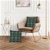 ggaimwf Tartan Fodere Cuscini 40x40cm Cuscini a tema scozzese Cuscini a quadretti Verde Fattoria Fodere per cuscini decorativi Cuscino per divano Stile country Set di 2