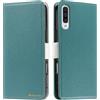 Butnyeoe Cover per Samsung Galaxy A50/A30S Case,Custodia Samsung A50S Libro,Trama Litchi PU Pelle Protettiva Portafoglio Flip/Folio Wallet Case Con Slot per Schede e Magnetica Supporto,Verde/Lago Blu