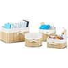 Relaxdays Set 4 cestini Portaoggetti in Bambù, Scatole per Armadi, Organizer Scaffali, HxLxP 17,5 x 32 x 23 cm, Naturale