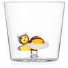 Ichendorf Milano Tumbler Gatto Sdraiato Ambra con Coda Bianca, Collezione Tabby Cat, 30 cl, Vetro Borosilicato, Fatto a Mano