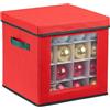 Relaxdays Scatola per Palline di Natale, Borsa Porta Palle e Addobbi Natalizi a 64 Scomparti, 30x30x30 cm, Rosso Verde