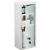 Relaxdays Armadietto Pronto Soccorso Medicinali, Cassetta Medicine con Chiave, HLP: 45x18x12 cm, Acciaio Inox e Vetro