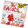 folia 462/1010 - Fogli Pieghevoli Basics Rossi, 10 x 10 cm, 80 g/m², 50 Fogli Assortiti in 5 Motivi, Ideali per meravigliosi Figure e Forme Pieghevoli
