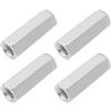 Create idea 4pcs M10 Filettatura Destra Tenditore Dado 304 In Acciaio Inox Lungo Esagonale Dado di Accoppiamento per Casa e Ufficio Apparecchiature di Comunicazione Argento