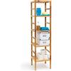 Relaxdays Scaffalle a Colonna in Legno, 5 Ripiani HLP 150x35,5x35,5, Mobile Universale per Bagno e Salotto, Naturale