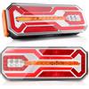 AOHEWEI 2 Luci Posteriori LED per Camion 12V/24V Super Luminose Impermeabili - Luci di Posizione, Frecce, Stop, Retromarcia, Nebbia e Marker Laterali per Rimorchi Autocarri Caravan Furgoni Trattori