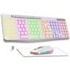 AD ADVANCE R Type Series: Set di tastiera e mouse wireless retroilluminati, 2,4 GHz, ricaricabile, retroilluminazione RGB, ultra sottile e silenzioso, mouse LED ottico, set per PC, Mac Laptop (Azerty Layout)