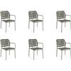 Bizzotto Set 6 sedie Jable con braccioli impilabili verde