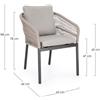 Bizzotto Galdana, sedia con braccioli con cuscino antracite/khaki