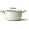 Smeg Casseruola 2 manici con coperchio, 50's style, Ø 24 cm, crema