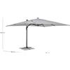 Bizzotto Ombrellone vega palo laterale, telo grigio, 3x4 m