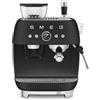 Smeg Macchina per caffè espresso manuale con macinacaffè, 50's Style, Nero Opaco