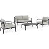 Bizzotto Set 4 salotto con cuscini sirius antracite yk13