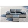 Magazzini Cosma S.P.A. DIVANO CON POUF ECUADOR CON CUSCINI IN WICKER, GRIGIO