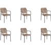 Bizzotto Set 6 sedie Jable con braccioli impilabili antracite