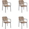 Bizzotto Set 4 sedie Jable con braccioli impilabili antracite
