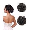 SanKristo Posticcio con Pinza Elastico capelli Chignon spettinato Disordinato Messy Gonfio Extension naturali clip sintetici ricci Pieces Coda di cavallo ondulata Accessori finti donna, Nero Marrone