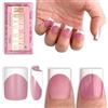 NOVO OVO Breve Sharp Square Bianco French Tip Nail Tips Press on Berry PINK, Chiodi quadrati corti affilati, Top Coat, copertura completa per unghie per fai da te, 15 misure, 240 pezzi