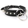 lalatia Girocollo Donna O Ring Choker Collana in Ecopelle (Nero Argento, Borchie)