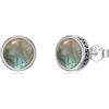 SLIACETE Orecchini da uomo in argento sterling 925 nero naturale onice nero orecchini da uomo con gioielli rotondi in vero onice nero per lui, Argento sterling, Labradorite naturale