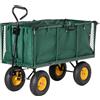 Outsunny Carrello da Giardino 342L con Maniglia Pareti Laterali Ribaltabili e 4 Ruote, 138x57x84cm, Verde|Aosom