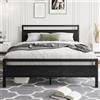 HOJINLINERO Telaio letto in metallo legno, struttura letto in metallo, 120 x 200 cm, con rete a doghe, letto matrimoniale per ragazzi con spazio di archiviazione, colore nero