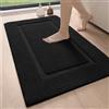 DEXI Tappeto Bagno 60 x 110 cm, Tappeti Assorbent e Lavabile, Tappetino Antiscivolo per Ingresso Doccia, Cucina, Camera da Letto, Nero