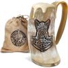 Norse Tradesman Tazza in corno vichingo in edizione limitata, con incisione a forma di martello di Thor, con scritta The Thunderstrike, lucida, circa 473 ml