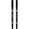 Tombow ABT-N15 - Set di 2 pennarelli a doppia punta, colore: Nero