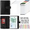 TAOPE Raccoglitore Notebook A6, Binder Budget Set Portadocumenti in Pelle PU con 12 Trasparente Sacchetti Cerniera Compilabile, per Budget Contanti Buste Risparmio Denaro - Motivo Coccodrillo Nero