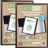 eco-eco Eco002x2 - Raccoglitore per presentazioni, formato A5, 50% riciclato, 40 tasche, colore: nero, con buste in plastica, confezione da 2