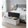 Dmora Pouf-Contenitore in Ecopelle, Colore Bianco, cm 140 x 47 x 45, 140x45h47