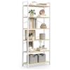 VASAGLE Scaffale a 6 Ripiani, Libreria per Ufficio, Studio, Soggiorno, Camera da Letto, Stile Industriale, 30 x 64 x 185,5 cm, Beige Naturale e Bianco Opaco LLS062LL01