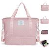 Geestock Borsa da viaggio da donna, borsa sportiva Weekender con scomparto per scarpe, borsa leggera per clinica, per la nascita, per aereo, palestra, viaggio, Sportivo (Rosa)