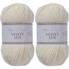 Utopia Crafts Velvet Lux - Filato di ciniglia super morbido per maglieria e uncinetto, 100 g - 110 m (Avorio) (Confezione da 2)