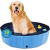 CACSPS Piscina per Cani Pieghevole, Piscina per Bambini da 100cm con plastica Dura, Vasca per Cani Antiscivolo per Cortile all'aperto (Blu)